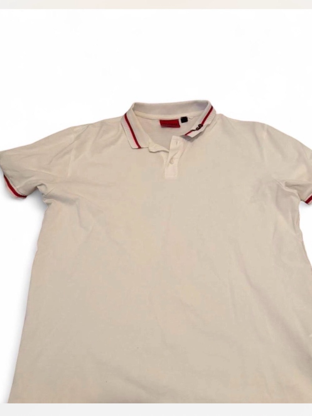 HUGO Cream Polo with Red Contrast Trim